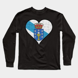 Galician Jigsaw Puzzle Heart Design - Gift for Galician With Galicia Roots Long Sleeve T-Shirt